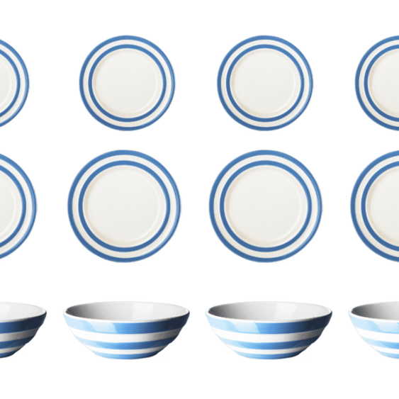 Cornishware blue stripe plate set