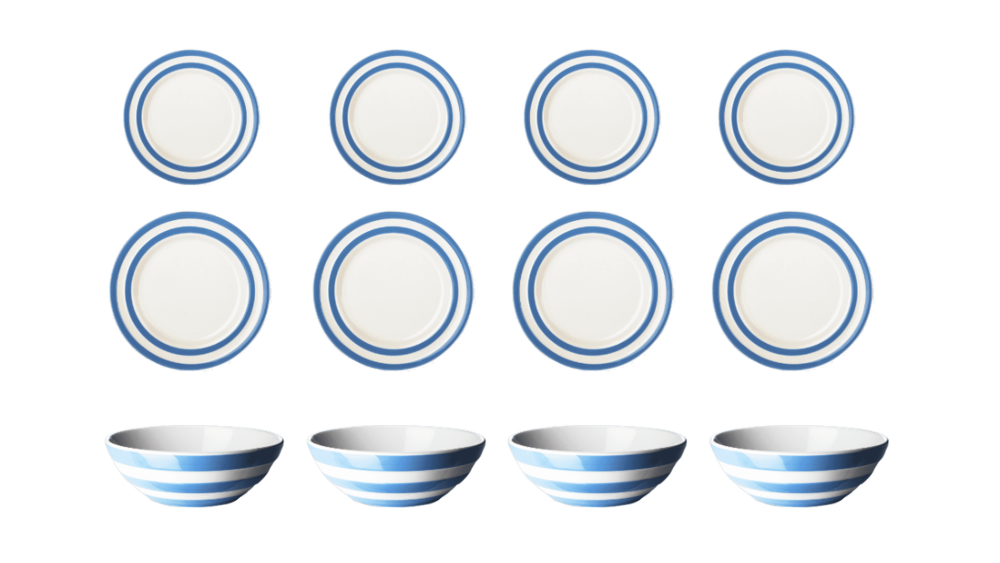 Cornishware blue stripe plate set